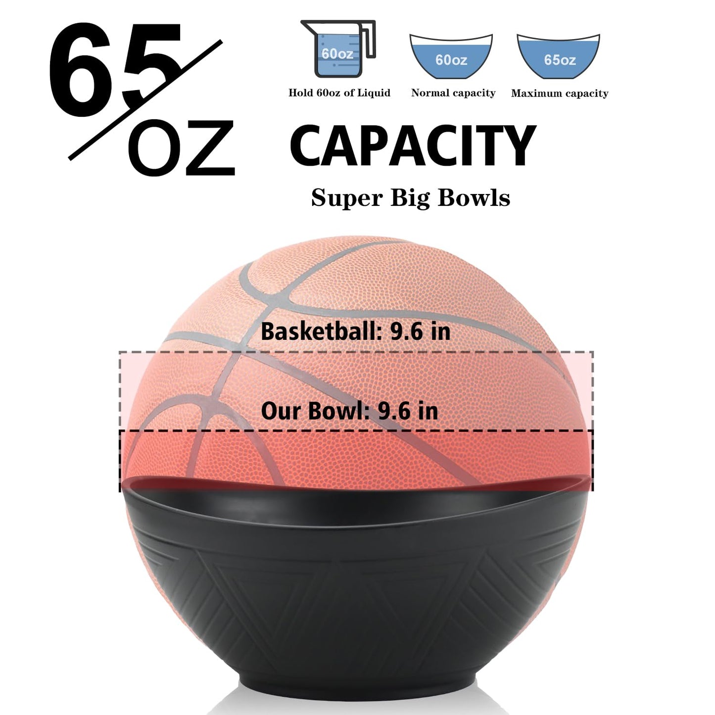 Wrova 65oz Big Wheat Straw Bowls - Large Salad Bowls set of 6 - Unbreakable Serving Bowls - Microwave & Dishwasher Safe - Oval Bowls for Cereal,Salad,Fruit - Pure Black