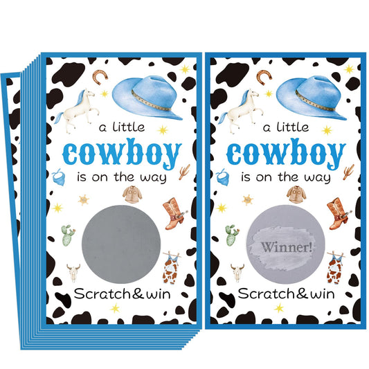60 Pack Cowboy Baby Shower Scratch Off Cards A Little Cowboy is On The Way Scratch Off Game Western Cowboy Theme Party Scratch Off Cards Baby Shower Party Supplies (Cowboy Style)