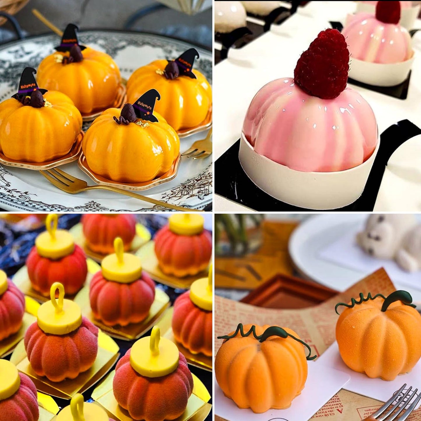 3 Pack Halloween Chocolate Mold, 3D Autumn Harvest Theme Pumpkin Silicone Mould Thanksgiving Cake Pan Fall Soap Molds for Muffin Pudding Mousse Candy Cupcake Jelly Baking Home Decor