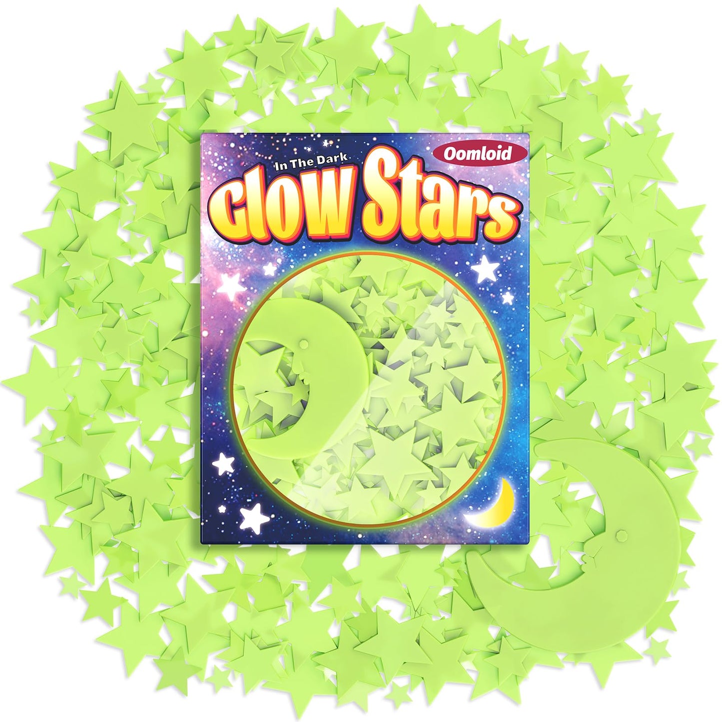 201 Pcs Glow in The Dark Stars Stickers for Ceiling, Toddler Stocking Stuffers Wall Room Decor Gifts, Luminous 3D Glowing Stars Easter Basket Stuffers for Kids Boys Girls