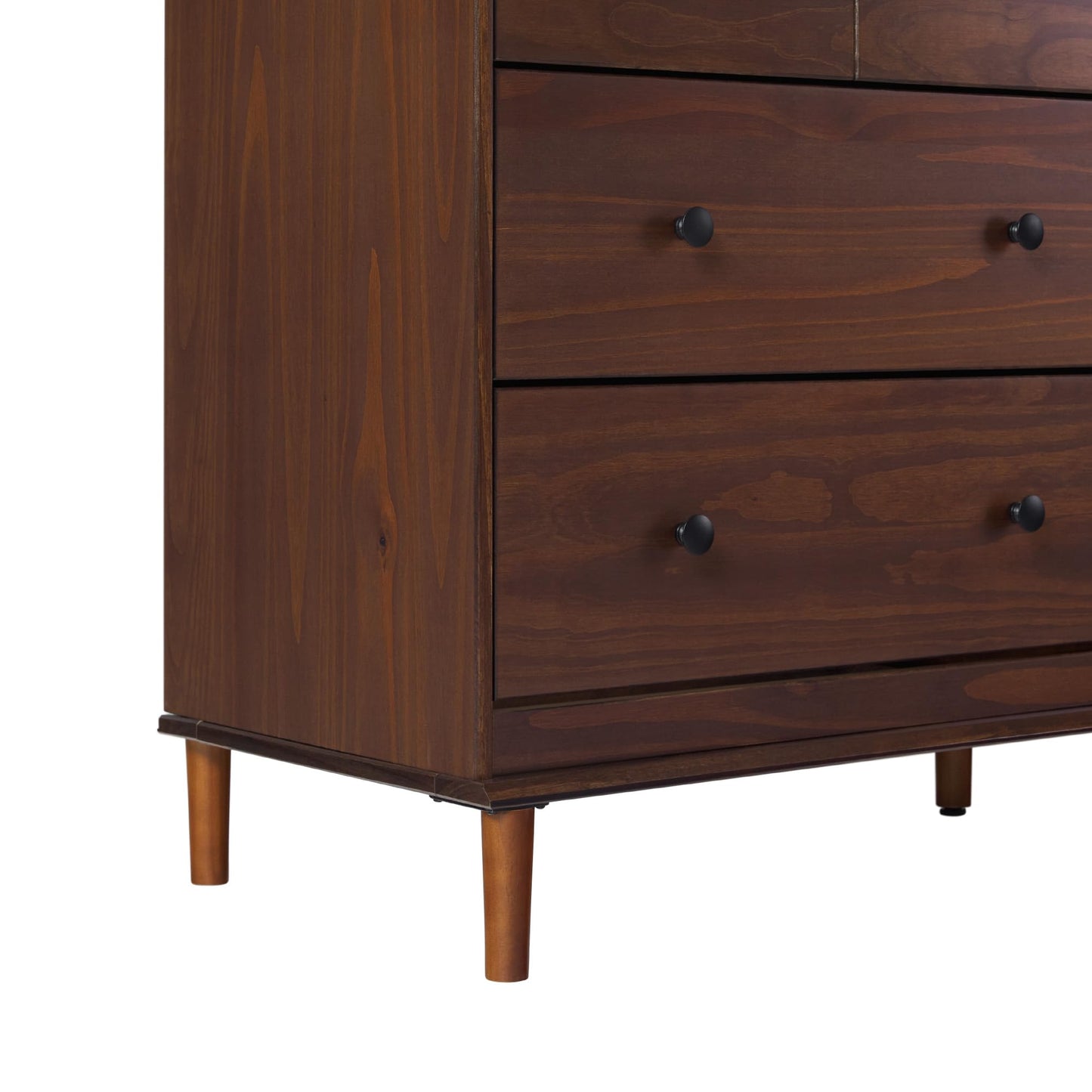 Walker Edison Modern 6-Drawer Solid Wood Dresser Bedroom Storage, 57 Inch, Walnut