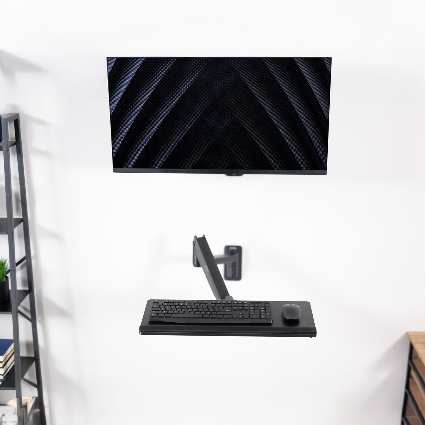 VIVO Sit-Stand 24 Inch Pneumatic Spring Keyboard and Mouse Tray Wall Mount, Counterbalance Height Adjustable Typing Platform, Ergonomic Tilt, Black, MOUNT-KB35C