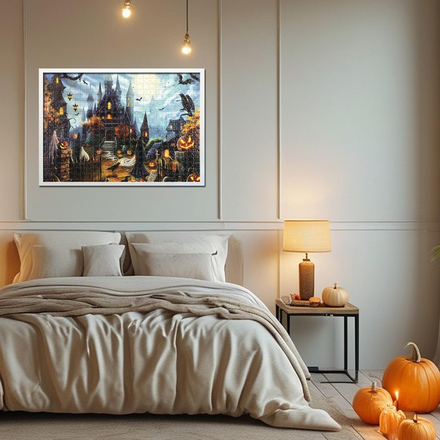 Witch Castle 500-Piece Halloween Jigsaw Puzzles for Adults, Challenging Horror Puzzles with Crows & Pumpkin Decoration