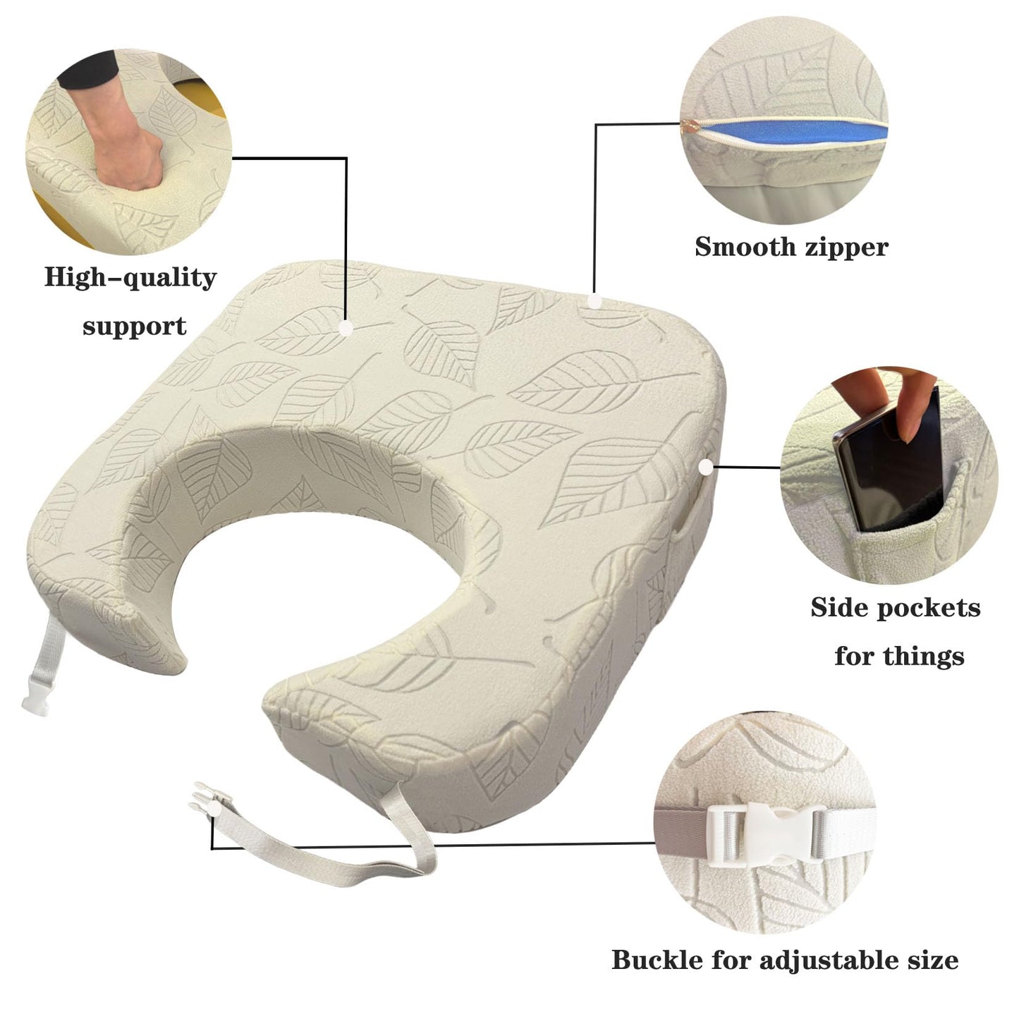 XYRONICA Gaming Pillow for Lap Large Armrest Support Pillow for Reading Lap Desk Pillow for Adult High-Density Sponge Provides arm Support for Working (Beige)