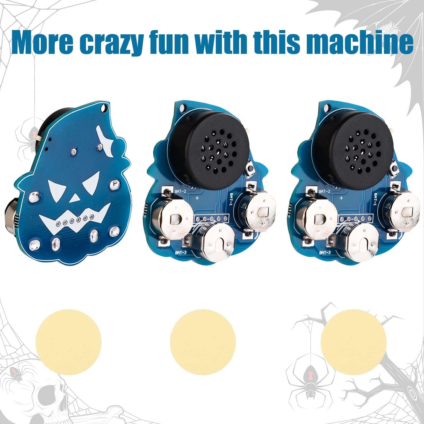 3pcs Noise Beeping Maker Prank, Pumpkin Wizard Style Cricket Noise Maker Annoying Noise Machine Device with 16 Sounds Small Hidden Cricket Noise Items for Adults Halloween Party Supplies (Blue)