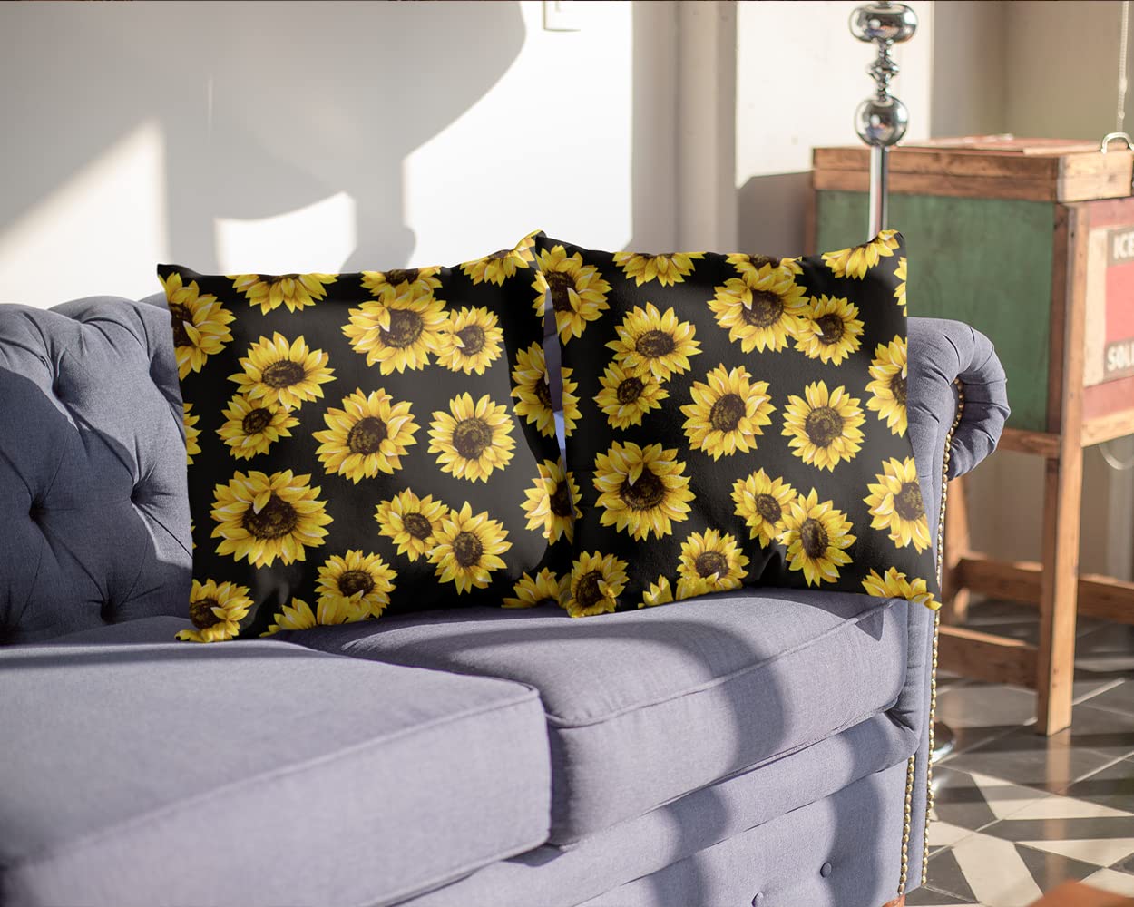 WIBUE Sunflower Throw Blanket 60"x50" with 2 Pcs Pillow Covers 18"x18", Decor Fleece Blanket for Women Men, Fuzzy Soft Cozy Warm Plush Gifts Blankets for Bed Sofa Couch Chair Living Room Bedroom