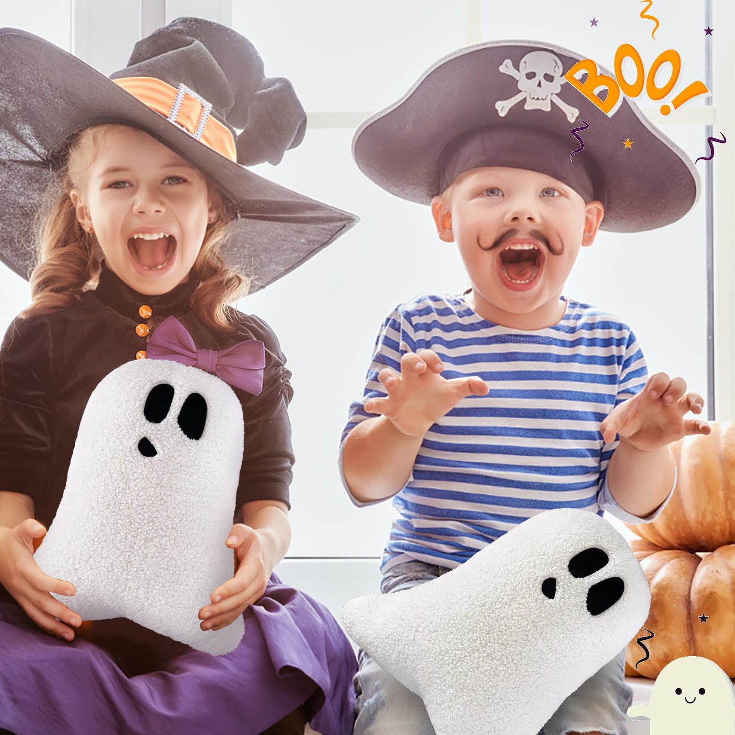 WSARZAHE Halloween Pillows, Ghost Pillow, Fall Decorative Pillow Indoors, Halloween Decorative Throw Pillow, Cute Pillow for Home (14.6 Inch)