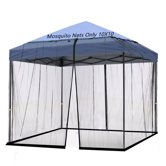 10x10 Mosquito Netting for Patio Camping Gazebo/Pop Up Canopy Tent,Double Door Side Screen Easy Installation Black（Only Mosquito Net No Frame） (Around 10x10FT)