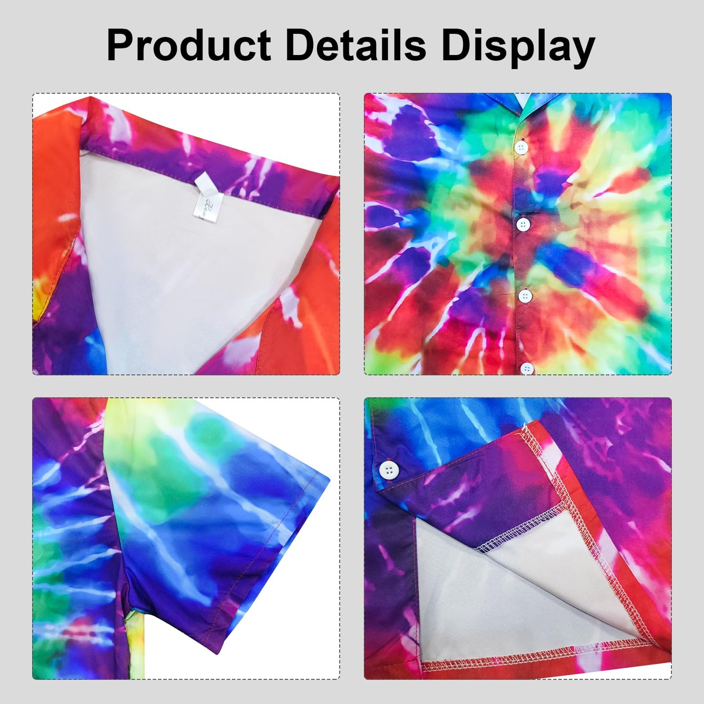 XonyiCos Hippie Costume for Men Women 60s and 70s Colorful Tie-Dyed Shirt Sunglasses Headband Peace Necklace 4-Piece Theme Party (Tie-dye 4 Piece Set, X-Large)