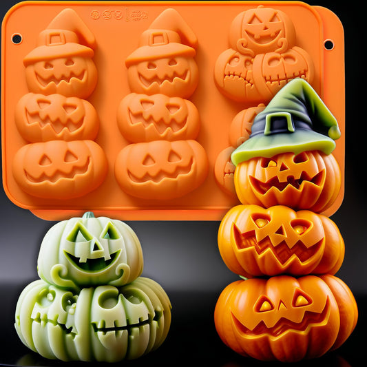 2Pcs Pumpkin Silicone Mold 3D Pumpkin Cake Molds Halloween Theme Molds Pumpkins Baking Cupcake Pan Hot Chocolate Bomb Mold for Halloween Thanksgiving Fall Baking Muffin Wax Melts Soap Candle Making