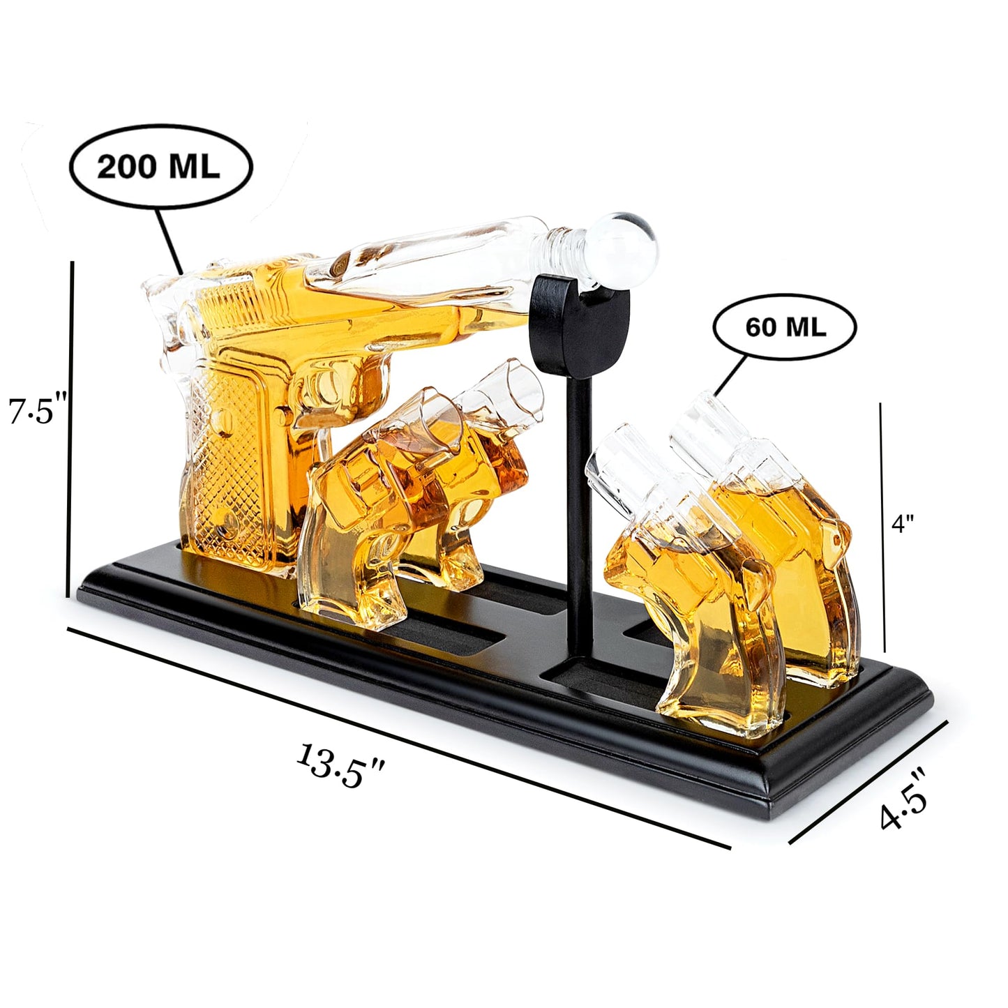 Whiskey Decanter & Glasses Set - Whiskey Decanter with Shot Glasses on on Mahogany Tray - Old Fashioned Bourbon Liquor Drinks Rocks Glasses Set, Whiskey Holiday Gift Box - Bezrat (Mahogany)