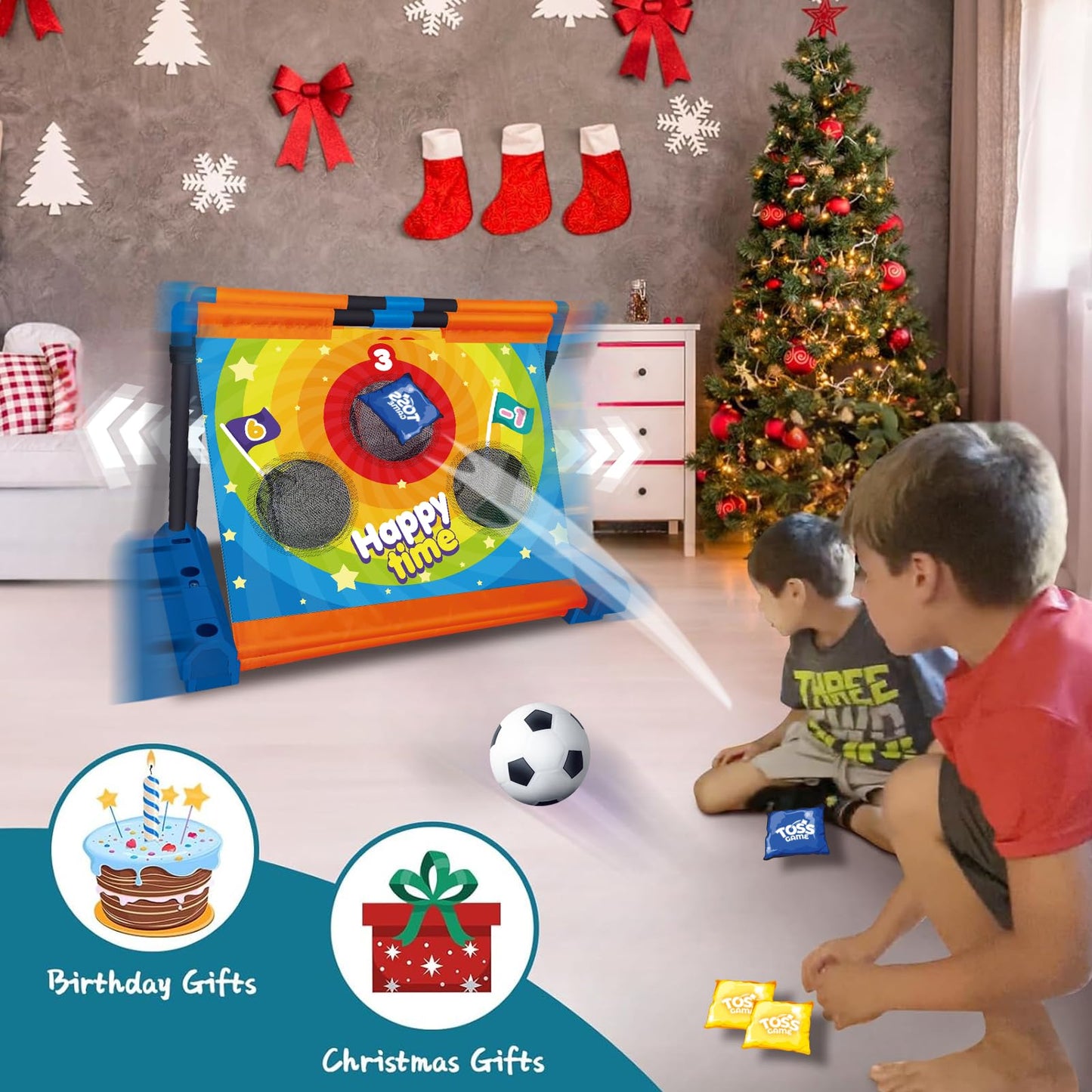 3-in-1 Movable Target Bean Bag Toss Game, Football, Frisbee, Kid's Indoor/Outdoor Toys Birthday or Christmas Party Game for Toddlers Boys Girls juegos para niños