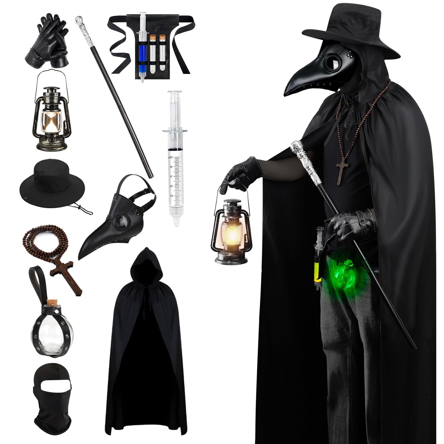 WETRBWEH Mens Halloween Costumes of Plague Doctor Mask Adult, Plague Doctor Costume Scary Halloween Masks for Adults
