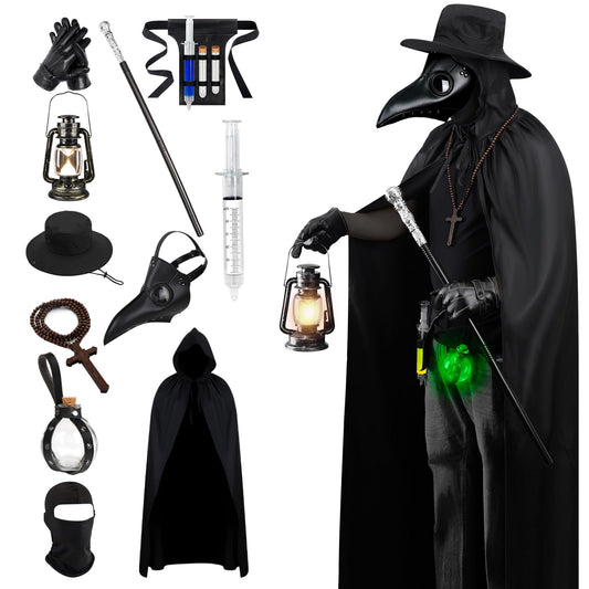 WETRBWEH Mens Halloween Costumes of Plague Doctor Mask Adult, Plague Doctor Costume Scary Halloween Masks for Adults