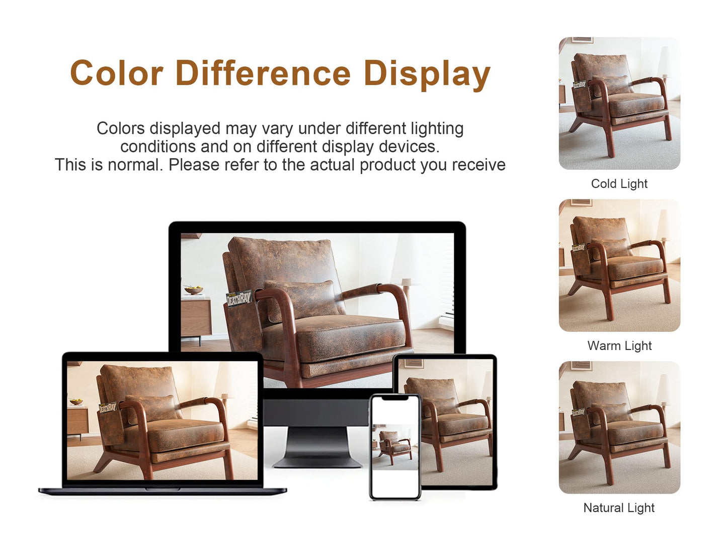 AILIUHUA Mid Century Modern Chair Set of 2, Upholstered Lounge Arm Chair with Solid Wood Frame, Comfy Accent Chair for Living Room, Bedroom, Reading, Reception, Brown