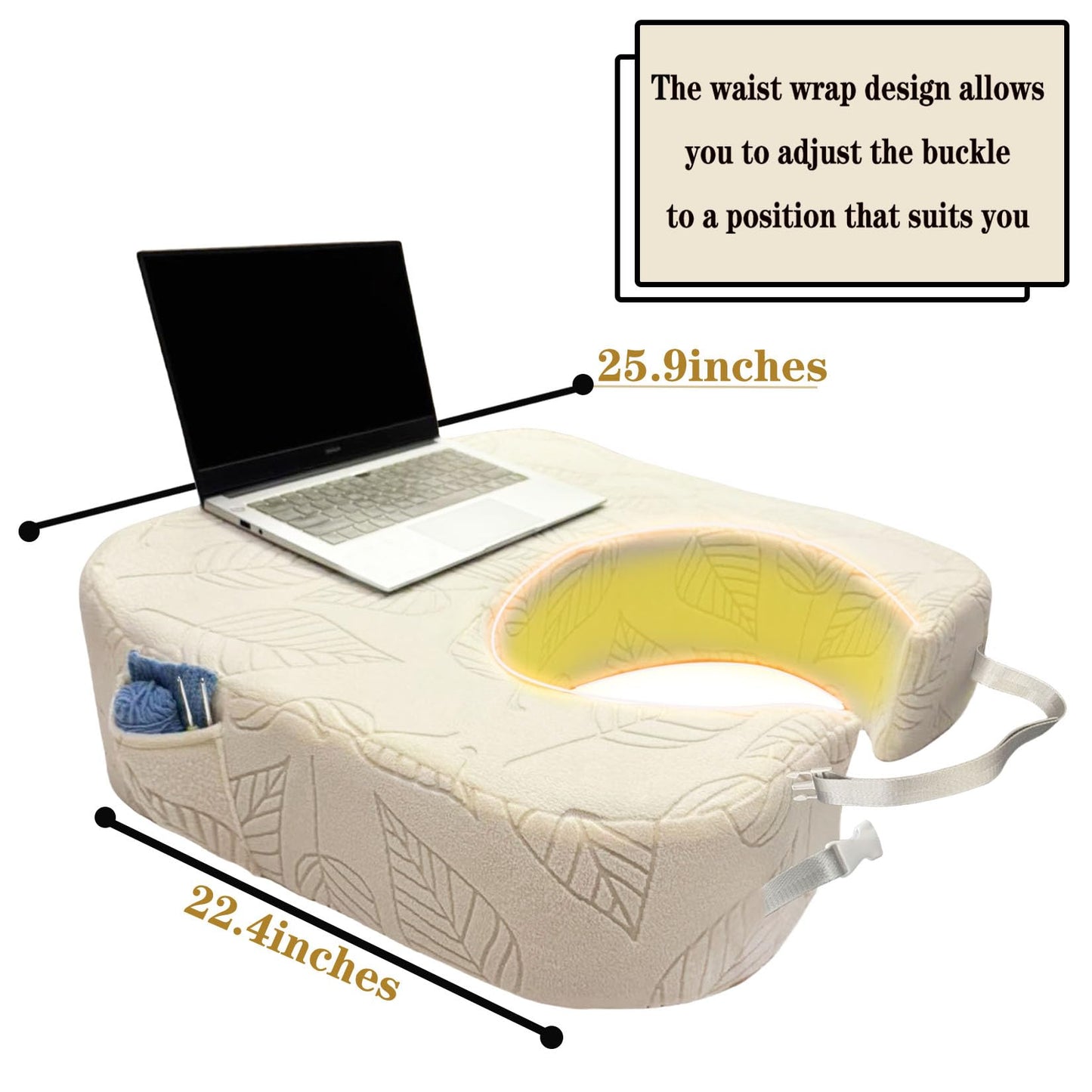 XYRONICA Gaming Pillow for Lap Large Armrest Support Pillow for Reading Lap Desk Pillow for Adult High-Density Sponge Provides arm Support for Working (Beige)