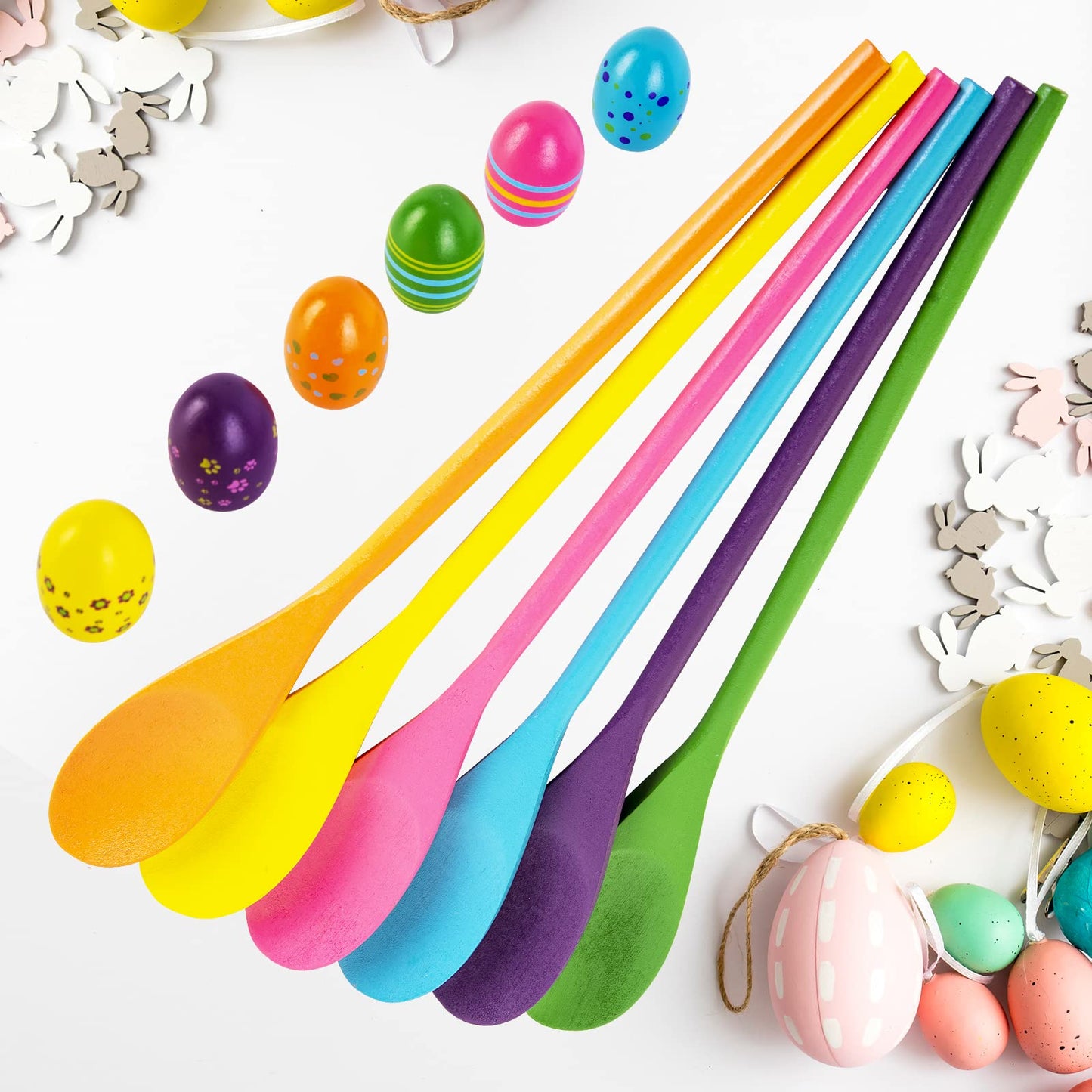 6 Players Easter Egg and Spoon Race Game Set for Kids and Family Activity Lawn Games Easter Party Favor Supplies Outdoor Fun Classroom Activities/ Games
