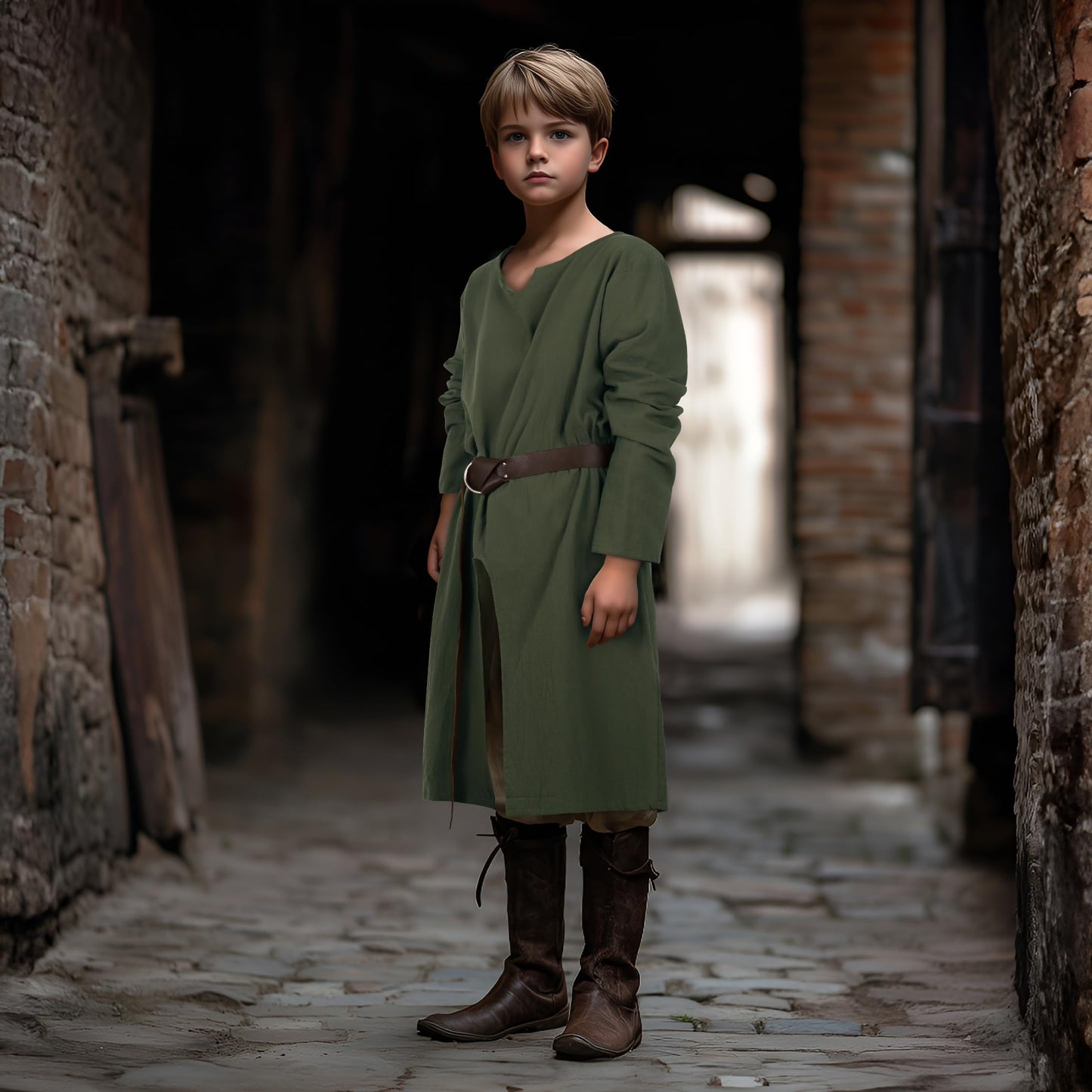 VZQI Kids Medieval Pirate Costume Tunic Renaissance Knight Warrior Viking LARP Halloween Green Boys Tops S