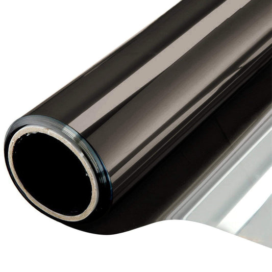 WPCTEV Window Film One Way Mirror Tint Daytime Privacy Static Cling Non-Adhesive Decorative Heat Control Anti UV Window Tint for Home and Office Black Silver 6 Mil 29.5 Inch x 13.1 Feet