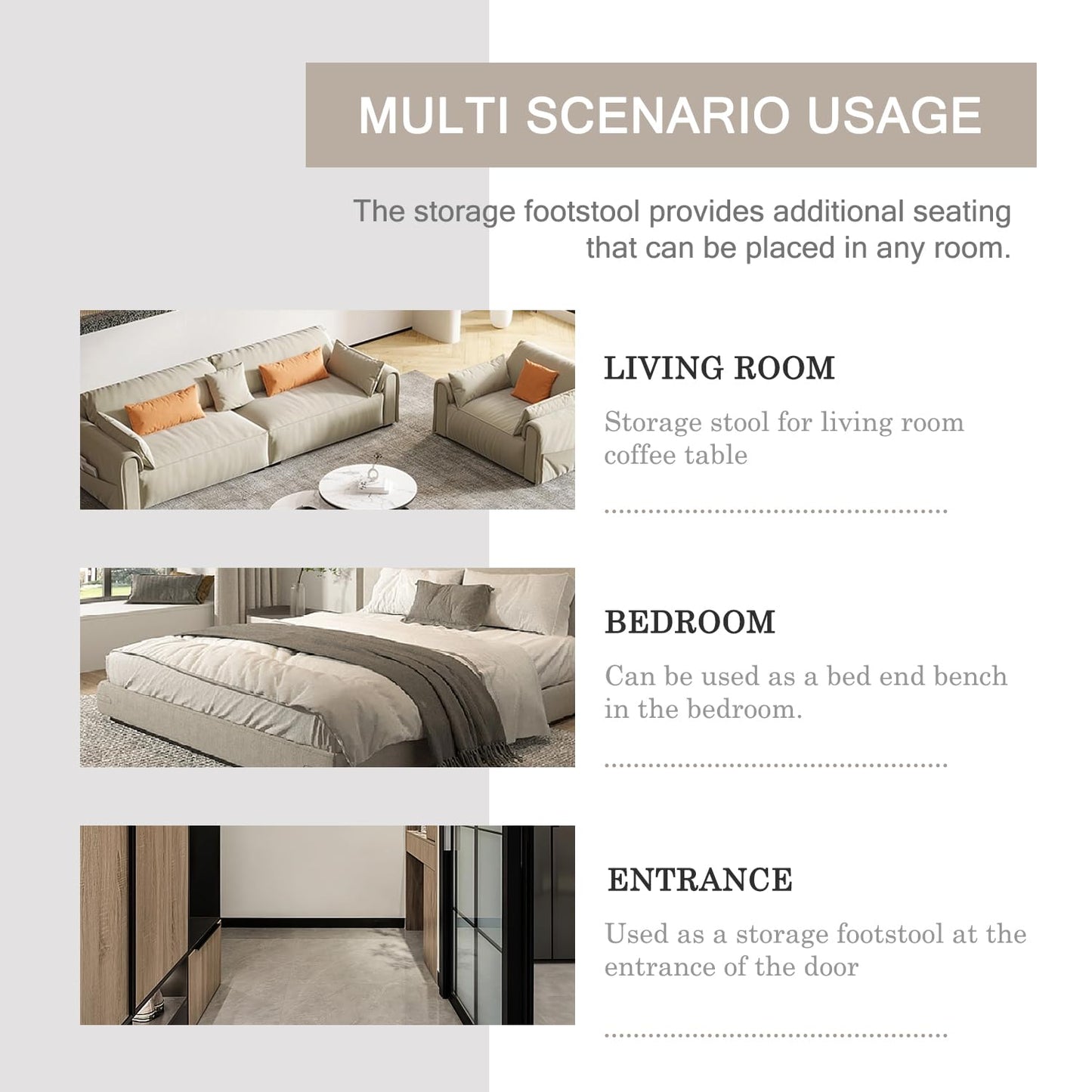 Virabit 63'' Storage Ottoman Bench for Bedroom, End of Bed Bench with Arms, Velvet Storage Bench with Button for Entryway, Living Room,Hallway, Large Organizer Bench Foot Rest (Beige)