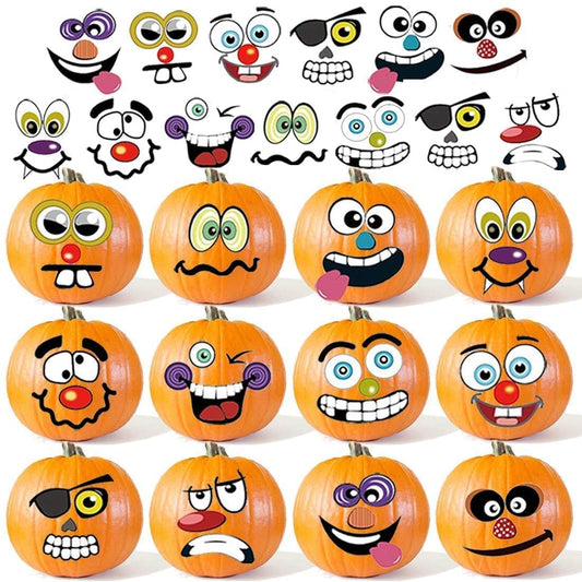 36 Pack Halloween Pumpkin Decorating Stickers Mini Make 36 Small Pumpkin Face Stickers for Halloween Kids Toddlers Party Favors Treats Sticker Gifts 18 Sheets, Pumpkins not Included