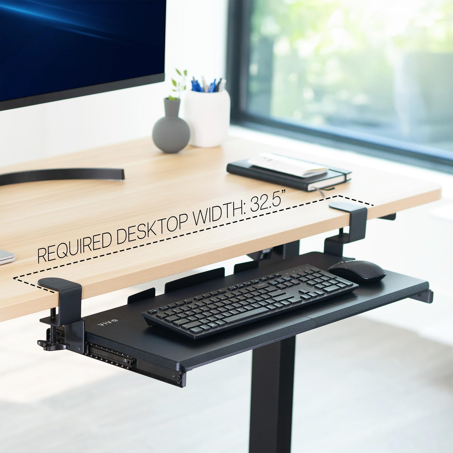 VIVO Large Keyboard Tray Under Desk Pull Out with Extra Sturdy C Clamp Mount System, 27 (33 Including Clamps) x 11 Inch Slide-Out Platform Computer Drawer for Typing, Black, MOUNT-KB05E