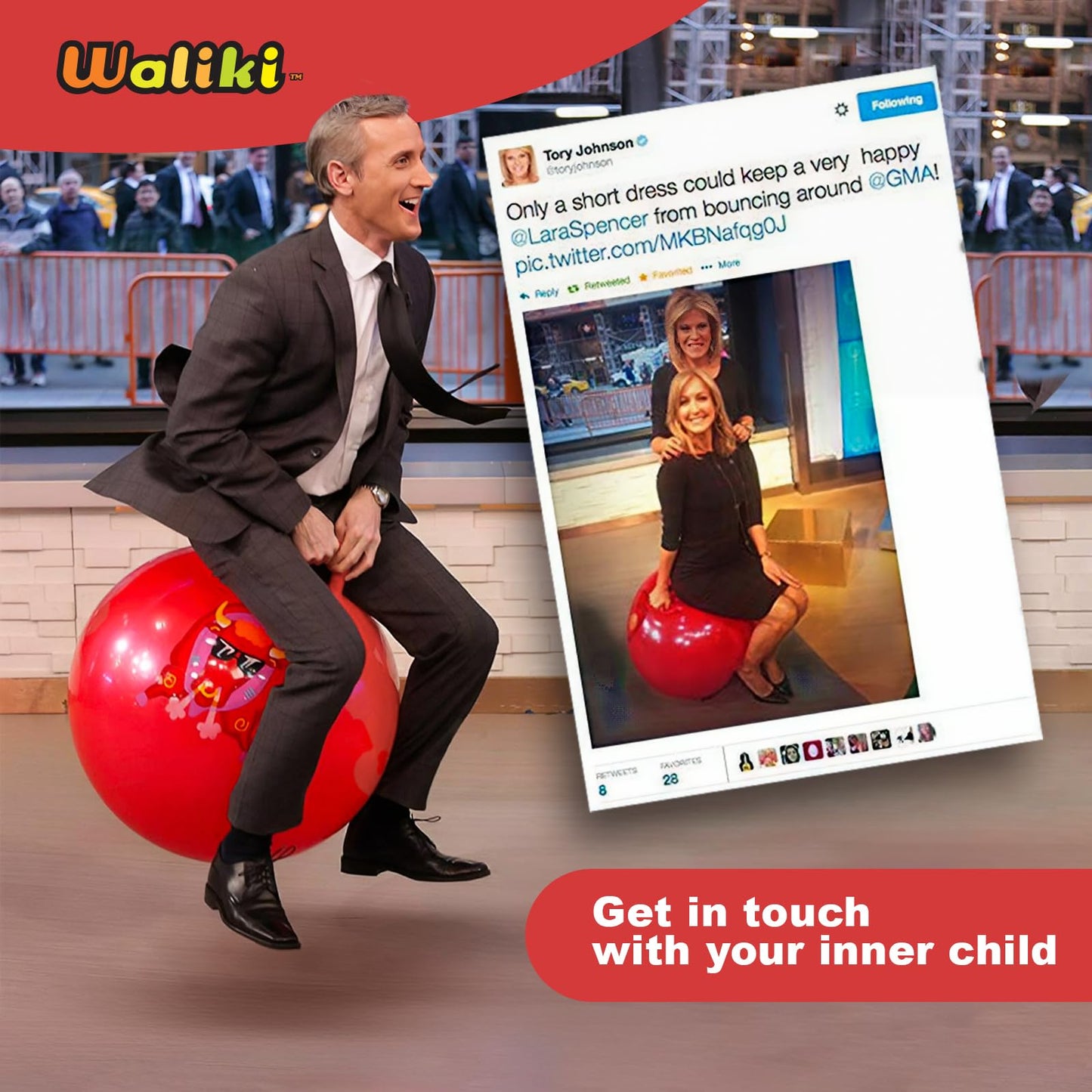 WALIKI Hopper Ball for Adults | 29" Jumping Ball | Hippity Hop | Fun Outdoor Game for Parties & Family Activities