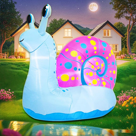 5 FT Snail Inflatable Decoration, Spring Inflatable Blow Up Animal Decorations Built LED Lights for Outdoor Yard Farm Lawn Holiday Garden Birthday Party