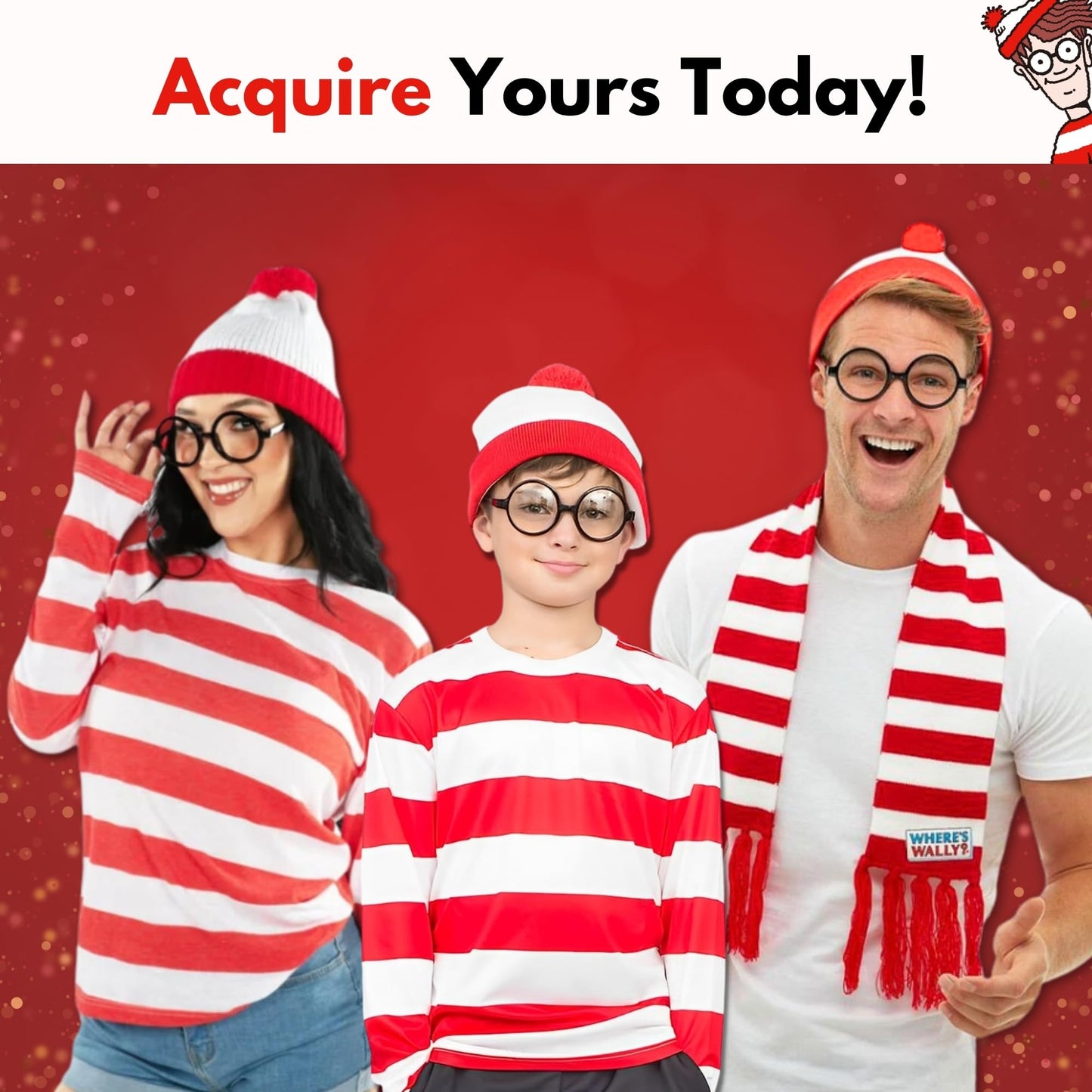 Wheres Waldo Costume Round Glasses for Men & Women - Fake Nerd Glasses Novelty Costume - Black Circle Cosplay Round Eyeglasses Disguise for Harry Potter, Minion, Scientist Character Outfit Accessory