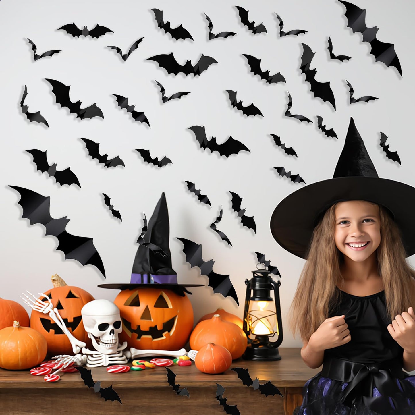70Pcs Halloween Bats Decoration 3D Bats for Halloween Wall Decoration Indoor Window Decal Halloweens Home Party Decoration Supplies