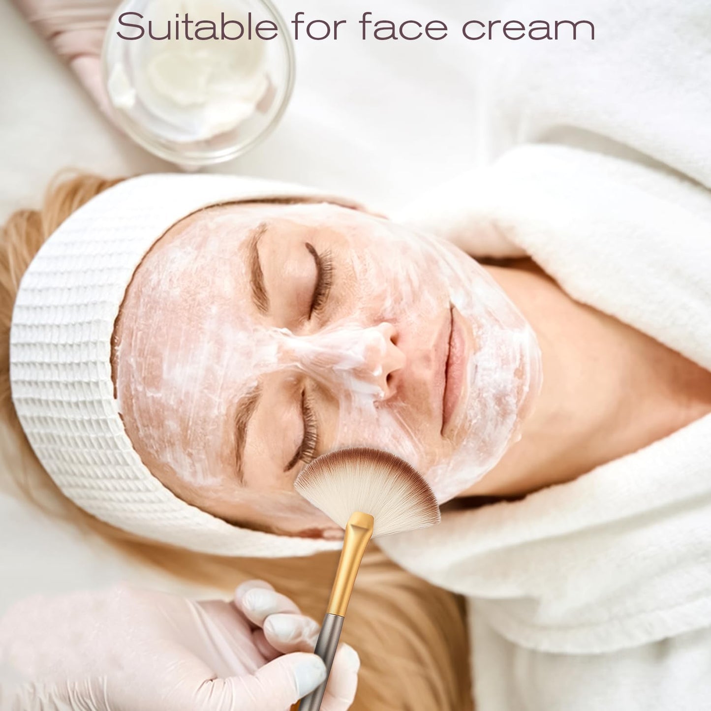 5PCS Fan Mask Brushes, Fan Brushes for Facials, Face Mask Brush for Women, Soft Fan Facial Mask Applicator Tools Brush for Glycolic Peel Masques Chemical Peel Brush