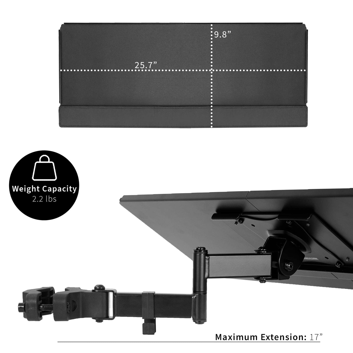 VIVO Universal 26 Inch Keyboard and Mouse Tray Pole Mount, 360 Degree Rotation, Neutral Writing Position, Black, Mount-POLEKB