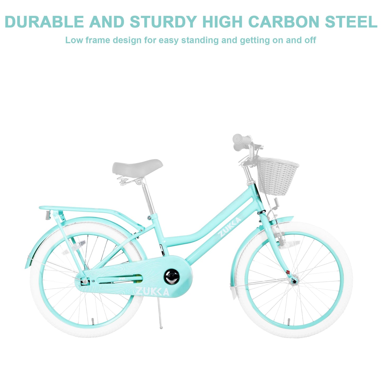 20/24 Inch Girls Bike for Kids, Single Speed Kids' Bicycles with Basket, Kid Beach Cruiser Bike for Girls, Adjustable Seat, Multiple Colors