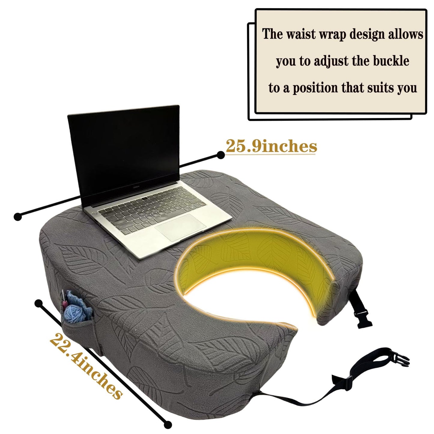 XYRONICA Reading Pillow for Gaming Crochet Pillow for Lap Support Lap Desk for Laptop Extra Large Arm Rest Pillow for Adult High Density Soft Sponge for Reading and Working (Dark Gray)