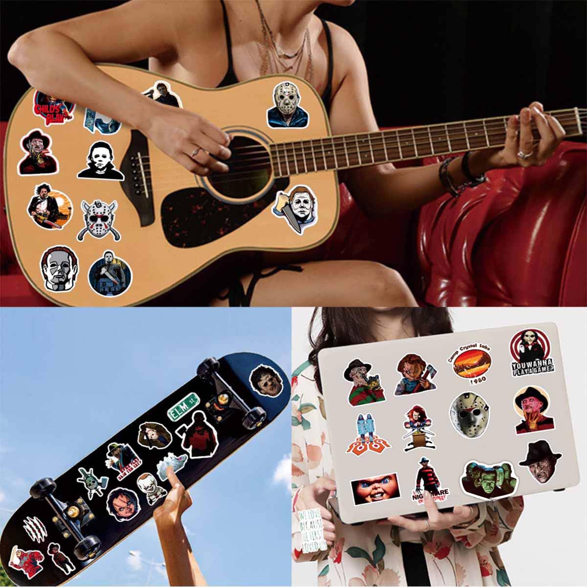 200 Pcs Horror Stickers, Vinyl Waterproof Laptop Decals Water Bottle Stickers, Horror Movie Theme Decor Halloween Stickers Scary Gift for Teens Adults