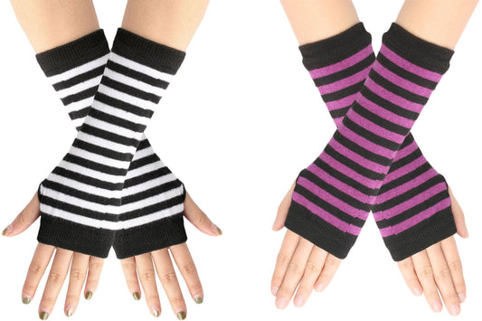Warmbaby Halloween Arm Warmer Kids Girls Striped Arm Gloves Fingerless
