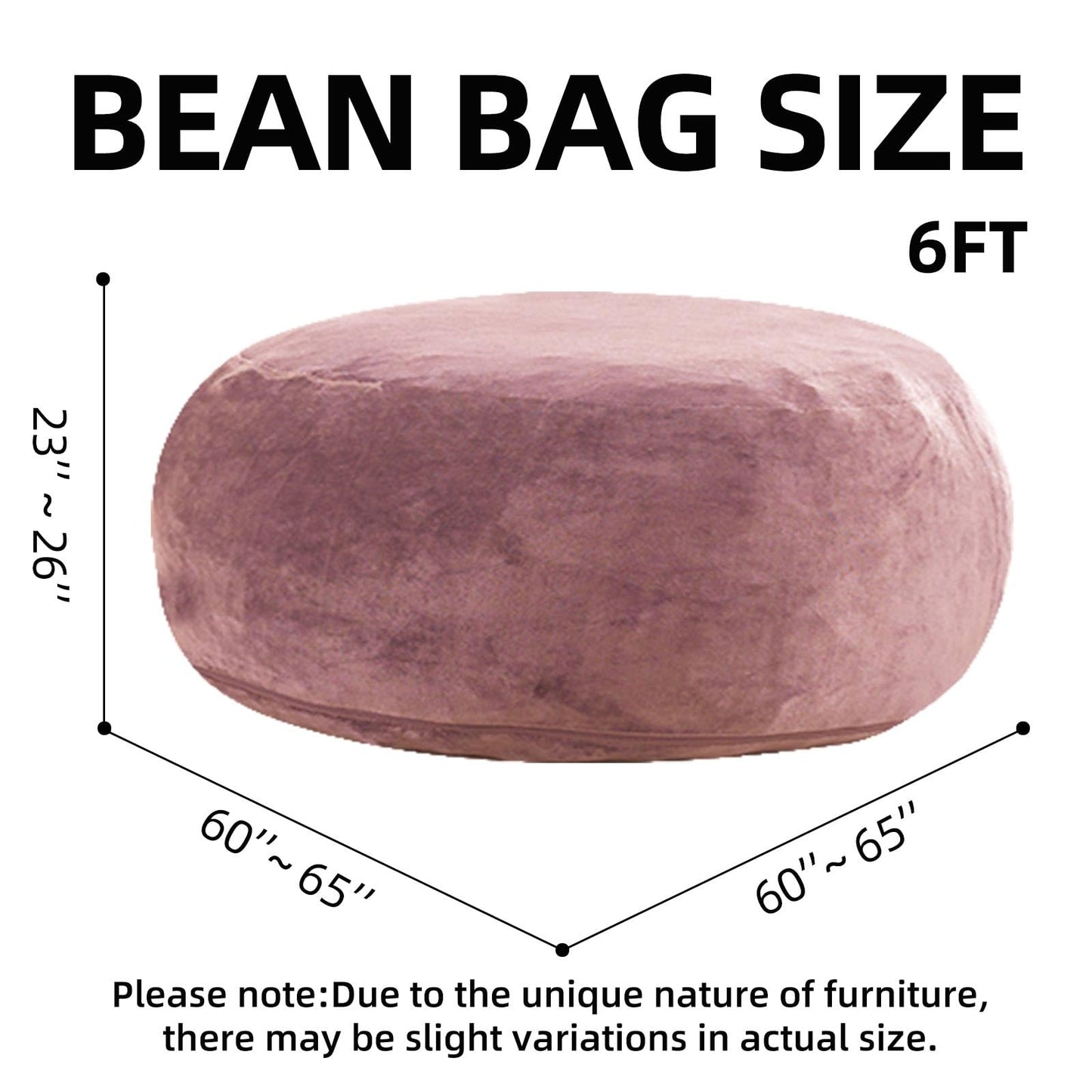 6FT，Big Bean Bag Chairs for Adults，Bean Bag Chair with Filler，Memory Foam Chair，Removable and Washable Flannel Cover, Giant Bean Bag, Suitable for Living Room, Bedroom and Reading(Pink)