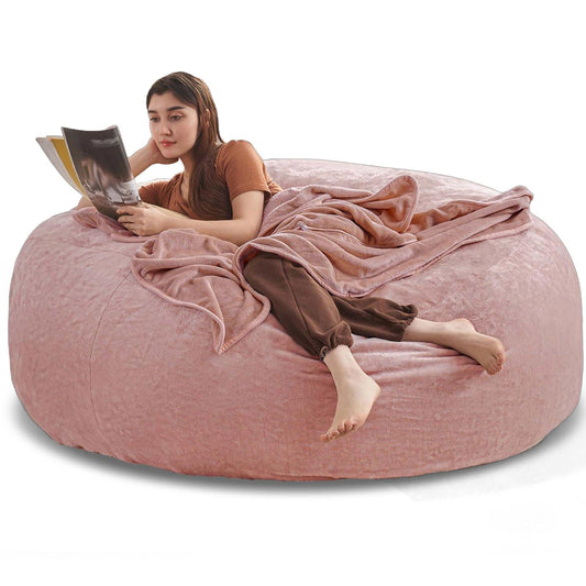 6FT，Big Bean Bag Chairs for Adults，Bean Bag Chair with Filler，Memory Foam Chair，Removable and Washable Flannel Cover, Giant Bean Bag, Suitable for Living Room, Bedroom and Reading(Pink)