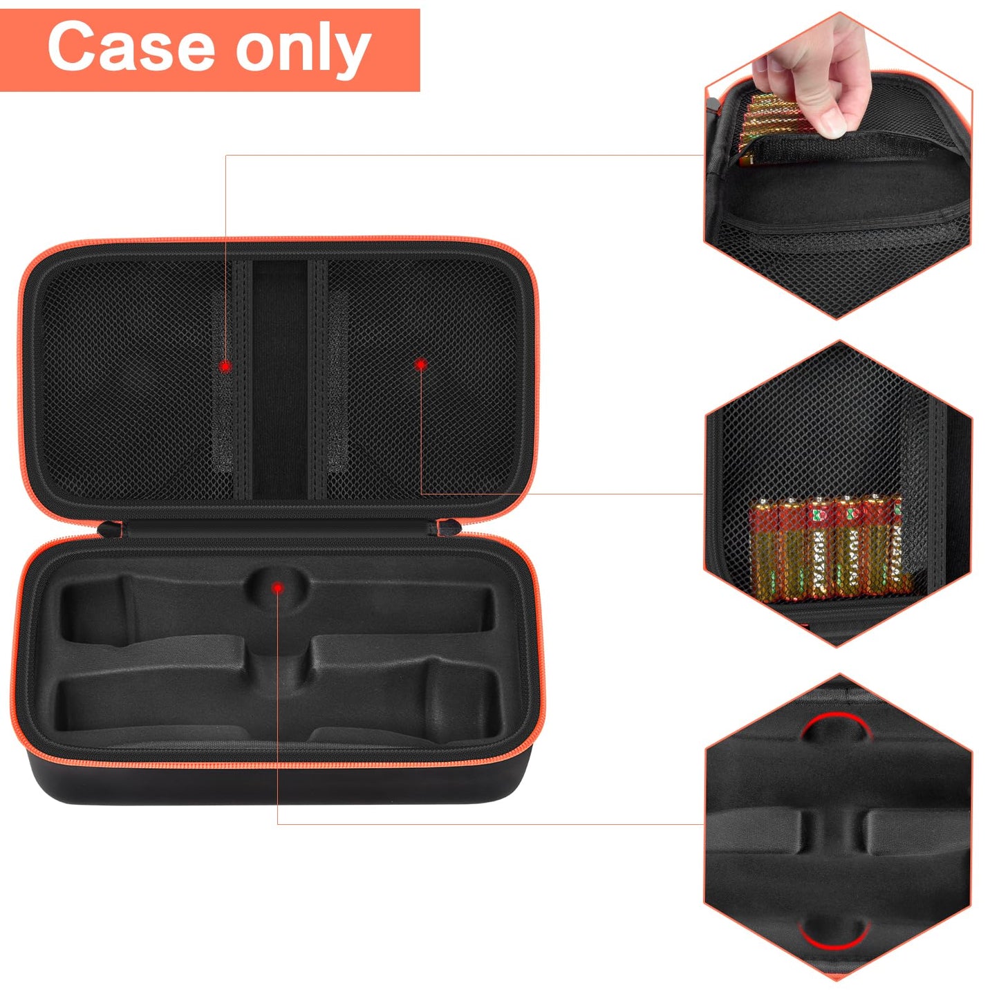 Wireless Microphone Case Compatible with JBL Wireless Two Microphone System, Handheld Dual Mic Travel Bag for Singing or Karaoke for Receivers, Adapters, AA Batteries-Black(Box Only)