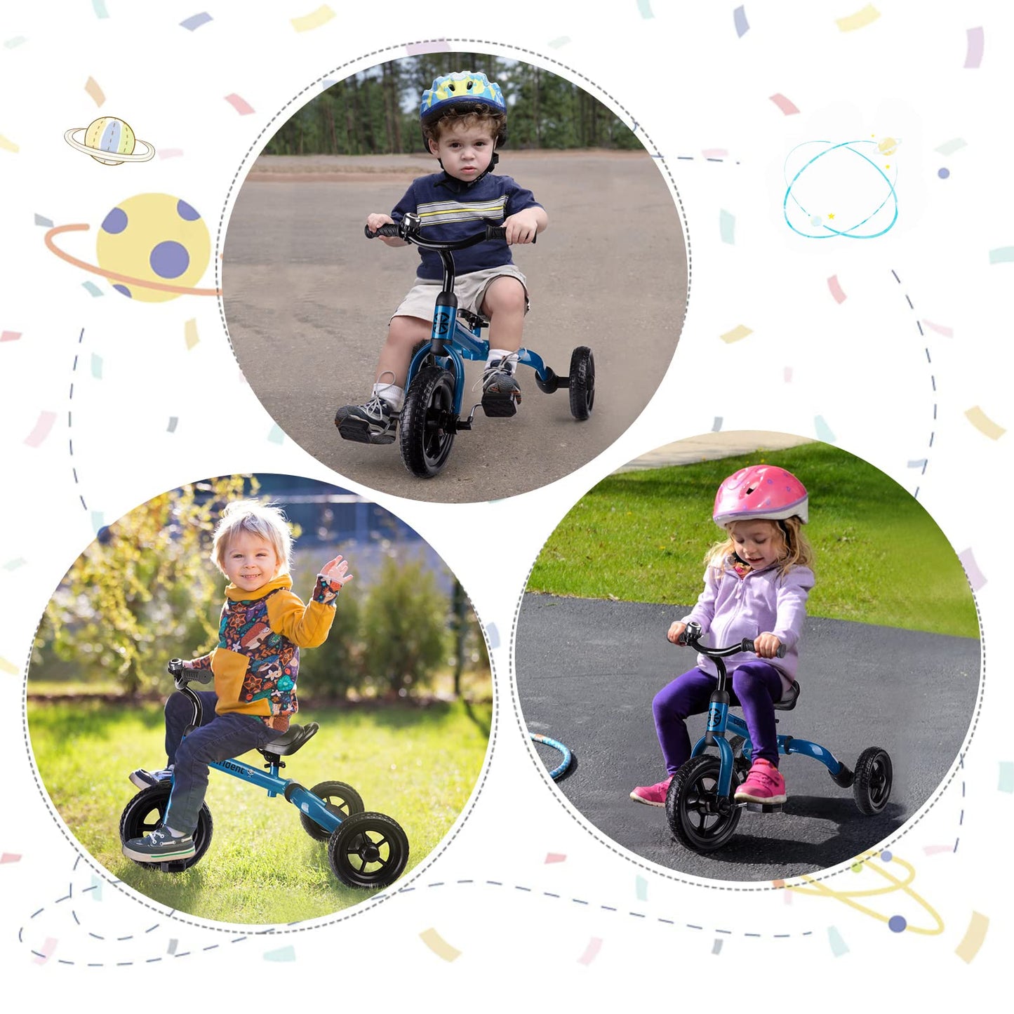 XPIY Tricycle for Toddlers Age 2-5 Years Old, 3 in 1 Folding Toddler Bike for Boys and Girls, Kids' Bike Trike with Detachable Pedal and Adjustable Seat (Blue)