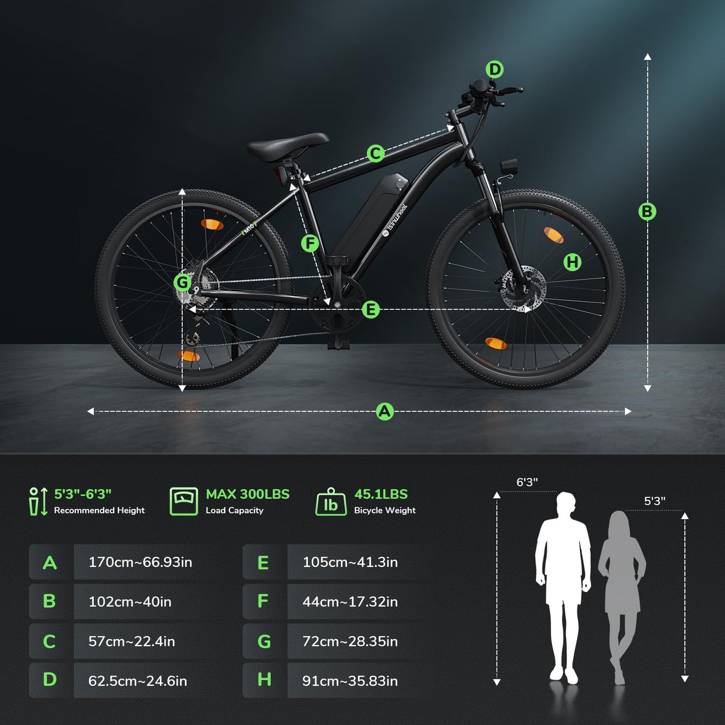 isinwheel M10 Electric Bike Adult 500W, 26" Commuting Electric Mountain Bike 20MPH Max Range 55+ Miles, Removable Battery, Professional 35-Speed, Front Fork Suspension Lightweight Electric Bicycle
