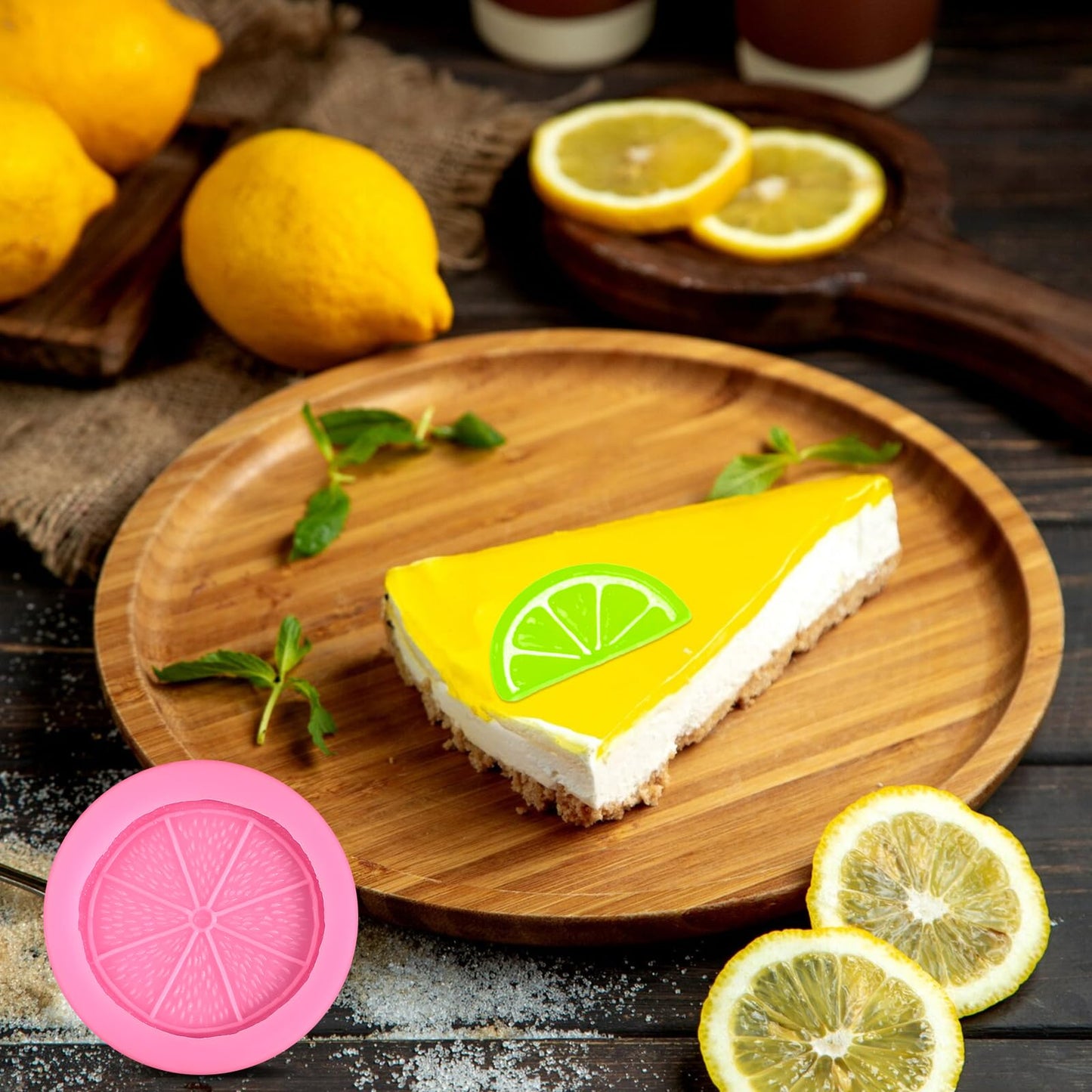 4Pcs Lemon Fondant Mold Lemon Cookie Dessert with Leaves Candy Chocolate Mold Silicone Summer Fruit Snack Molds for Cupcake Topper Cake Decoration Candy Sugar Craft Gum Paste Baking Dessert Clay Resin