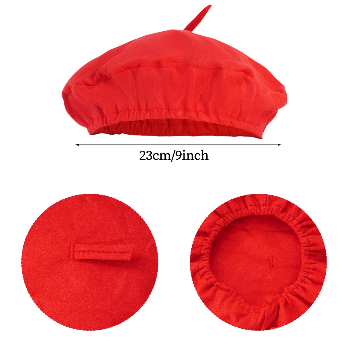 4pcs French Beret Hat Set Costume Accessories Set Including Beret Hat Scarf Gloves Sunglasses for Women Halloween French Themed Party Red