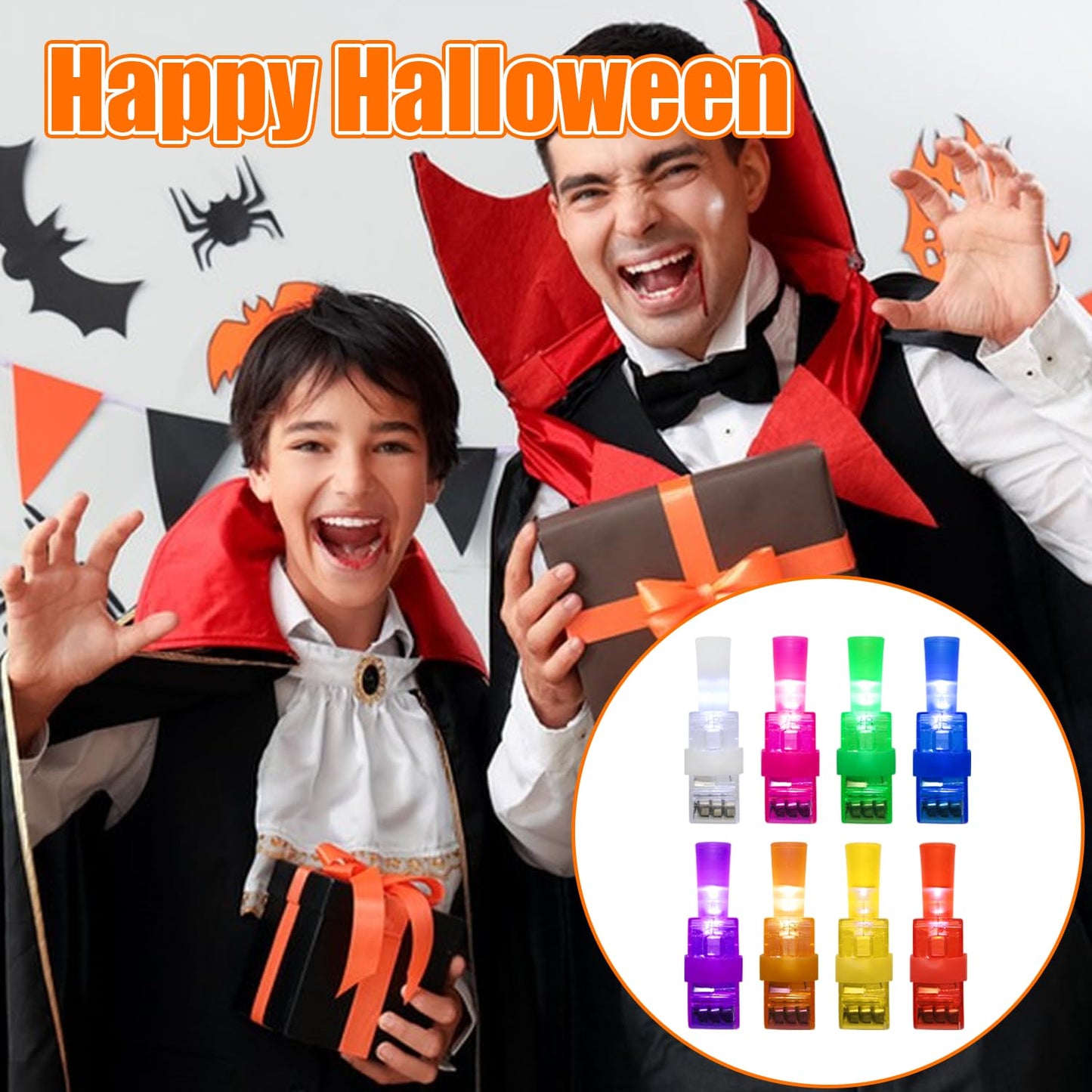 XNJAMG 32PCS Light Up Halloween Toys Finger Lights Halloween Party Favors Bulk for Kids Goodie Bag Fillers Basket Halloween Treats Non Candy Party Favor Bags Classroom Prizes Party Supplies