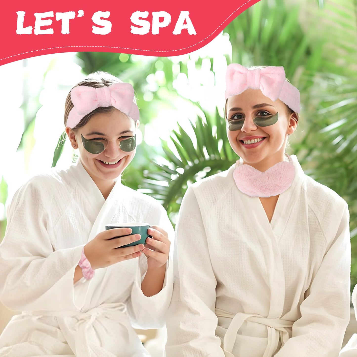 36 Set Spa Sleepover Party Supplies for Girls, 6 Pink Spa Headb 6 Pink Sleep Eye Mask 6 Velvet Hair Scrunchies 6 Organzer Bags 6 Mirrors 6 Combs for Slumber Party Spa Party Favors Gift Sleepover Party