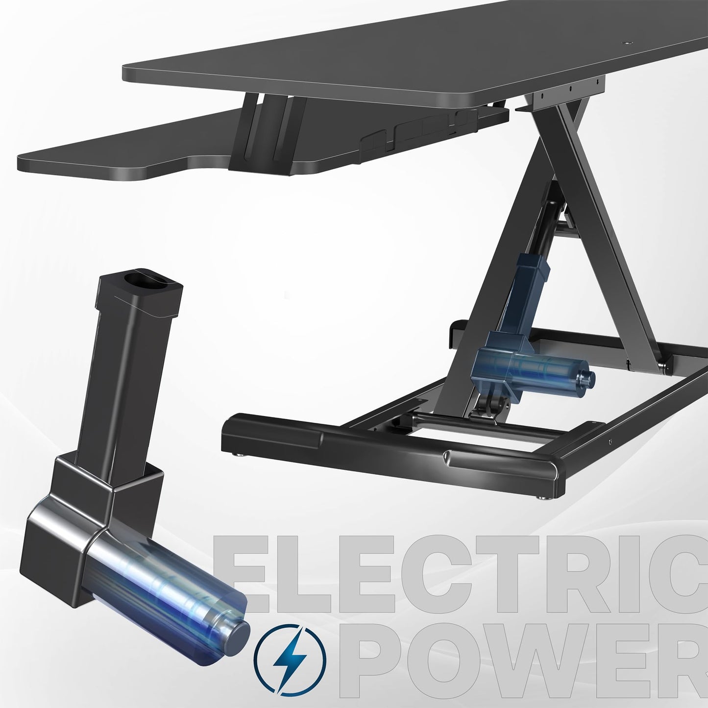 VIVO 36 inch Electric Motor Desk Converter, Height Adjustable Riser, Sit to Stand Dual Monitor and Laptop Workstation with Wide Keyboard Tray, Black, DESK-VE36B