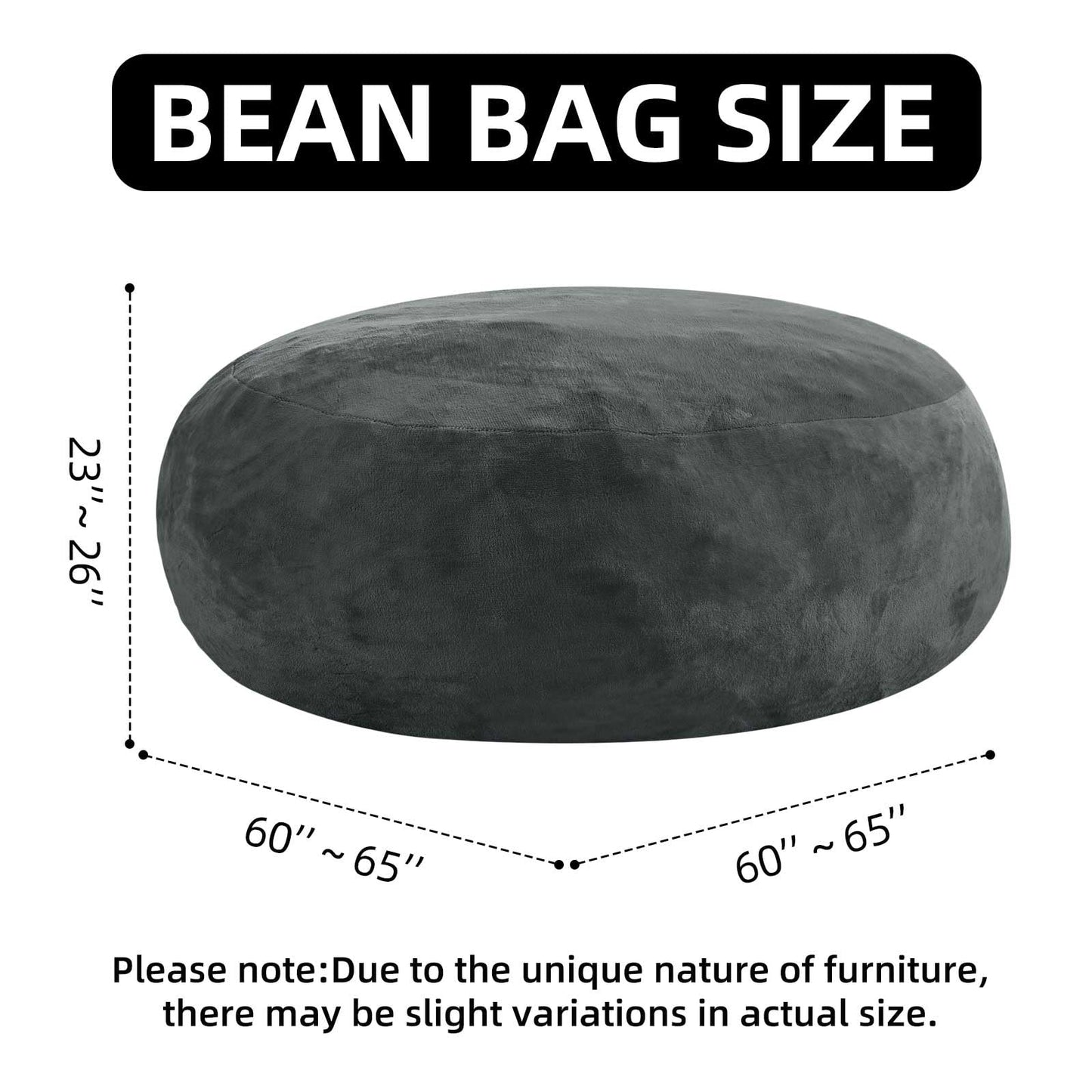 6FT Big Bean Bag Chairs for Adults Foam Chairs for Adults Bean Bag with Filler Included Soft and Comfortable Ultra Soybean Bags, Living Room Furniture, Bedroom Gaming and Gaming Chairs (Dark Gray)