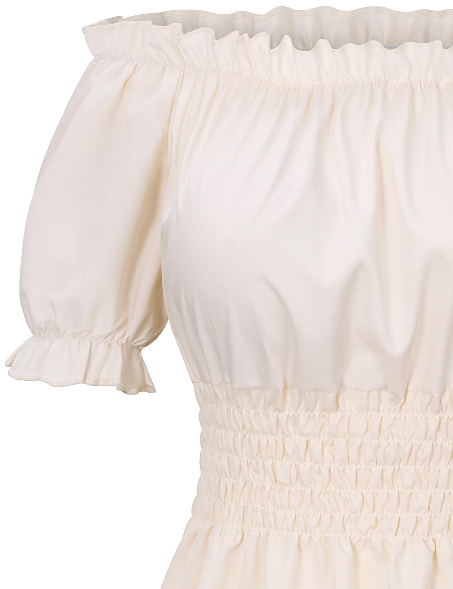 Women Renaissance Shirt Pirate Costume Victorian Peasant Steampunk Shirt Halloween Cosplay Costume(BG M) Beige