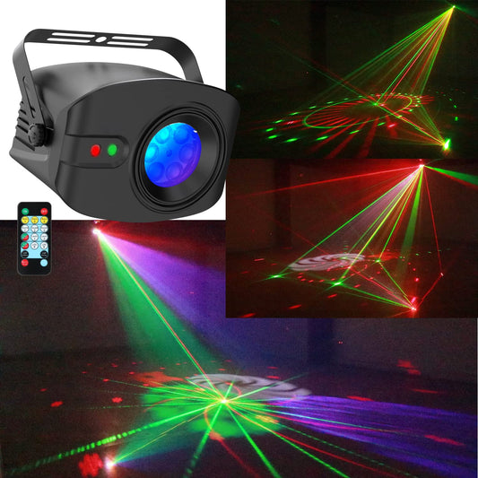 WGSS LED Decorative Projector DJ Lights Sound Activated, Stage Disco Halloween Party Light Sync with Music Remote Portable Show for Dance Floor Karaoke Birthday Christmas Wedding