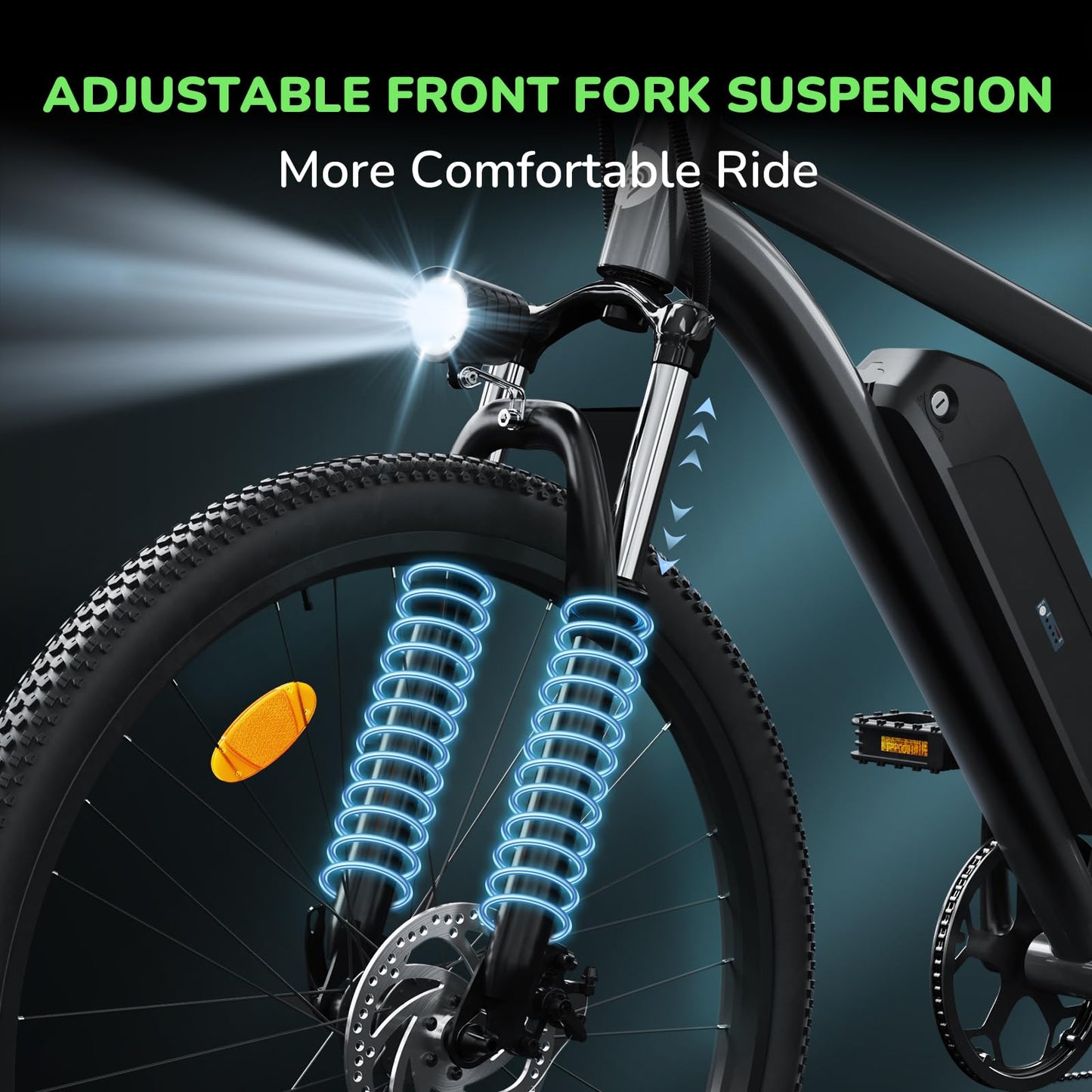 35-Speed Electric Bike for Adults 750W 26" Tire Commuting Electric Mountain Bike 20MPH Range 55+ Miles 374.4Wh Removable Battery Front Fork Suspension Lightweight Electric Bicycle,Black with Fenders